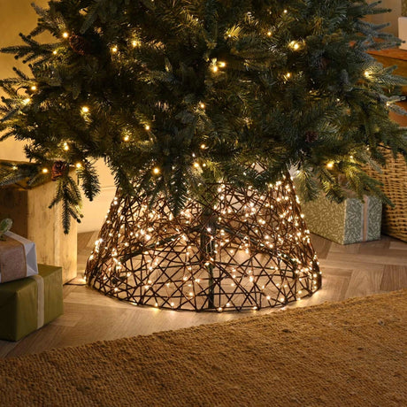 Festive LED Lit Brown Christmas Tree Skirt - 70cm  x 50cm | P060114