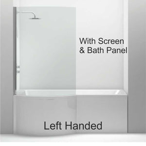 P SHAPE 1700x900mm Single Ended Shower Bath & Panel White with Bath Screen Chrome