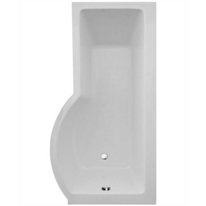 P SHAPE 1700x900mm Single Ended Shower Bath & Panel White with Bath Screen Chrome