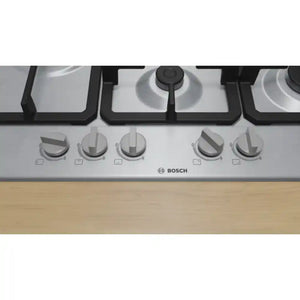 Bosch 75cm Series 4 Gas Hob - Stainless Steel | PGM7B5K90
