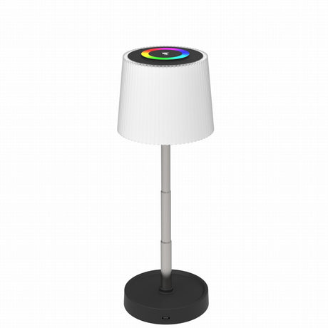 White lamp with black base on a white background