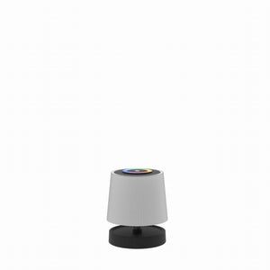 White lamp with black base on a white background