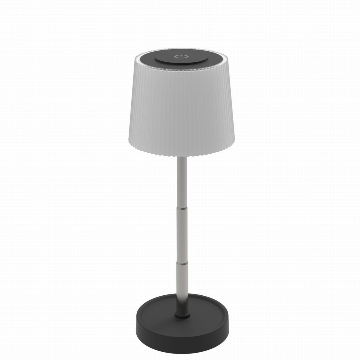 White lamp with black base on a white background