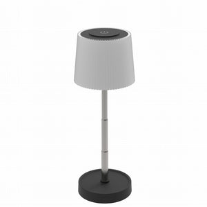 White lamp with black base on a white background