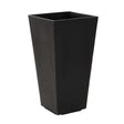 Tierra Verde Sonata slate grey square garden planter pot 50cm tall with modern tapered design on white background