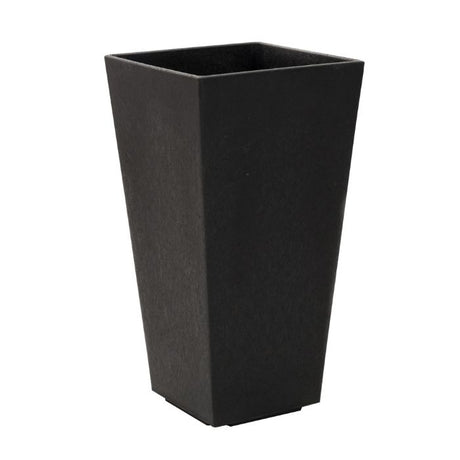 Tierra Verde Sonata slate grey square garden planter pot 50cm tall with modern tapered design on white background