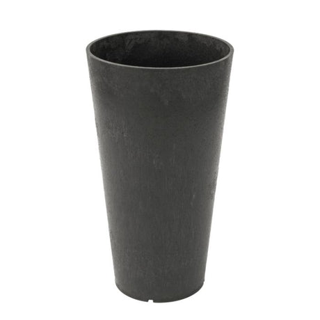 Tierra Verde Concerto slate grey round garden planter pot 55cm tall with textured finish on white background