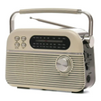 Lloytron Bolero cream retro portable radio with metal handle, tuning dial, FM AM SW bands, control buttons and telescopic antenna