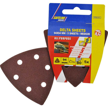 Safeline 94mm x 94mm Delta Sanding Pads 5 Pack - Medium | PPA011