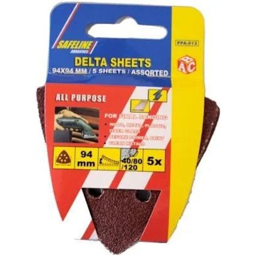 Safeline 94mm x 94mm Delta Sanding Pads 5 Pack - Assorted | PPA013