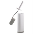 Joseph Joseph Flex Toilet Brush in grey and white with flexible handle and storage caddy shown on white background