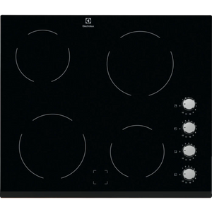 Electrolux 60cm 4 Zone Electric Hob with Knobs - Black | EHF6140FOK