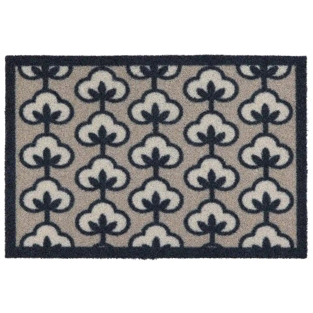 Hug Rug Washable Outdoor Doormatt 60cm x 80cm - Retro Flower Neutral | PT657953