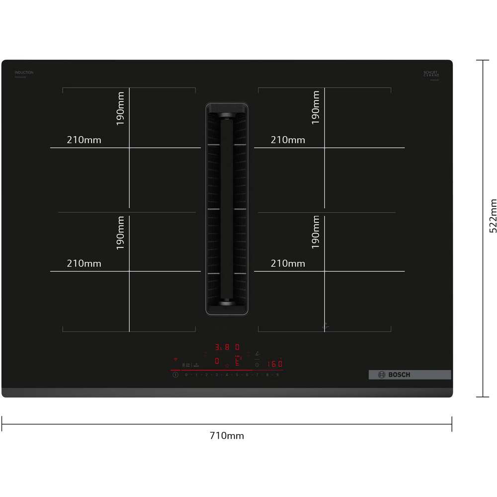 Bosch Series 6 70cm Induction Vented Hob - Black | PVQ731H26E