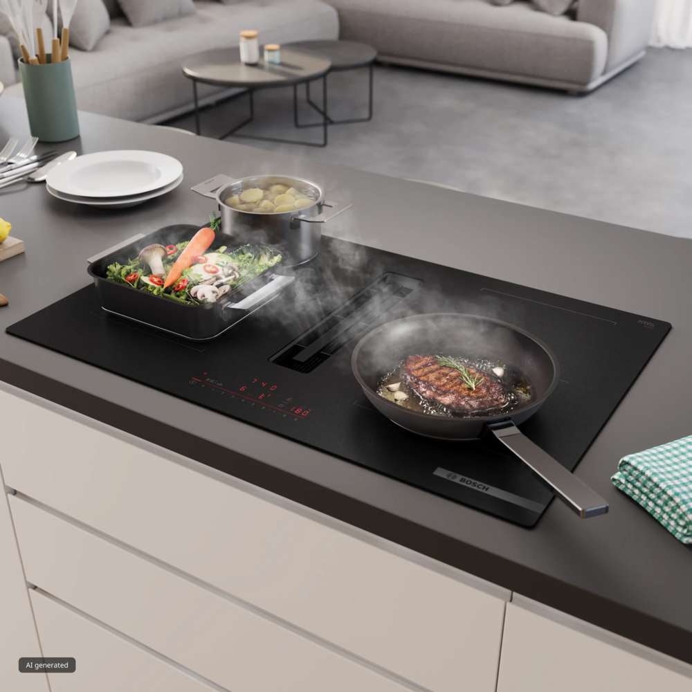 Bosch Series 6 80cm Induction Vented Hob - Black | PVQ81AH26E