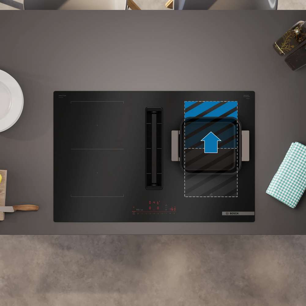 Bosch Series 6 80cm Induction Vented Hob - Black | PVQ81AH26E