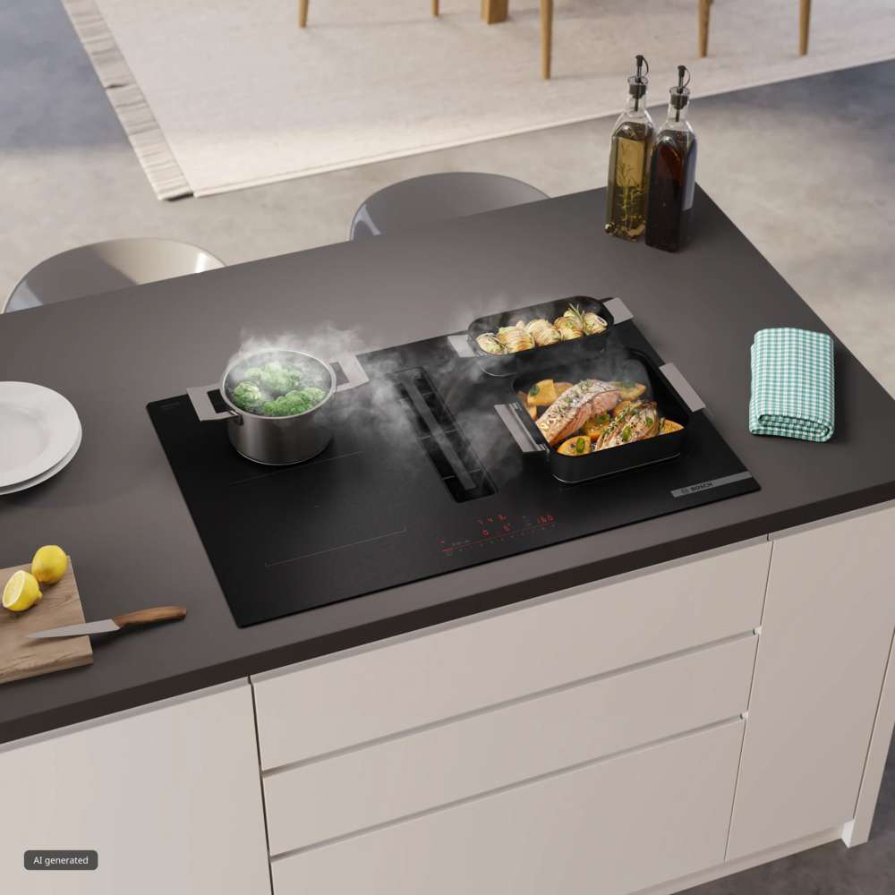 Bosch Series 6 80cm Induction Vented Hob - Black | PVQ81AH26E