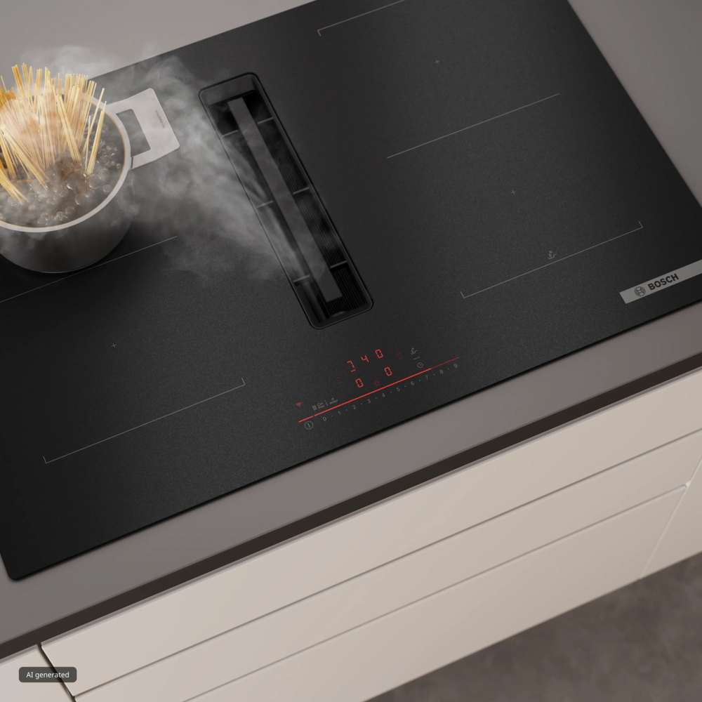 Bosch Series 6 80cm Induction Vented Hob - Black | PVQ81AH26E