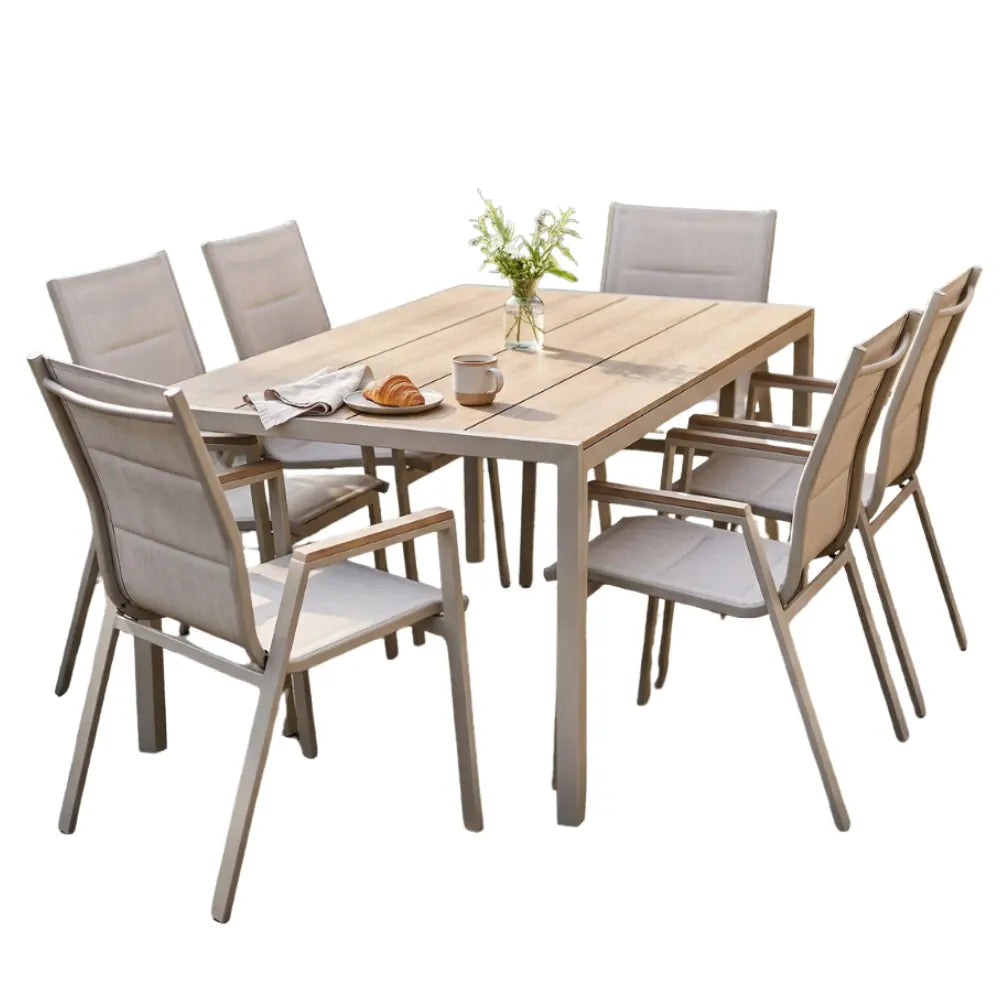 Palermo 6 Seater Rectangular Steel Garden Furniture Dining Set | EA11523