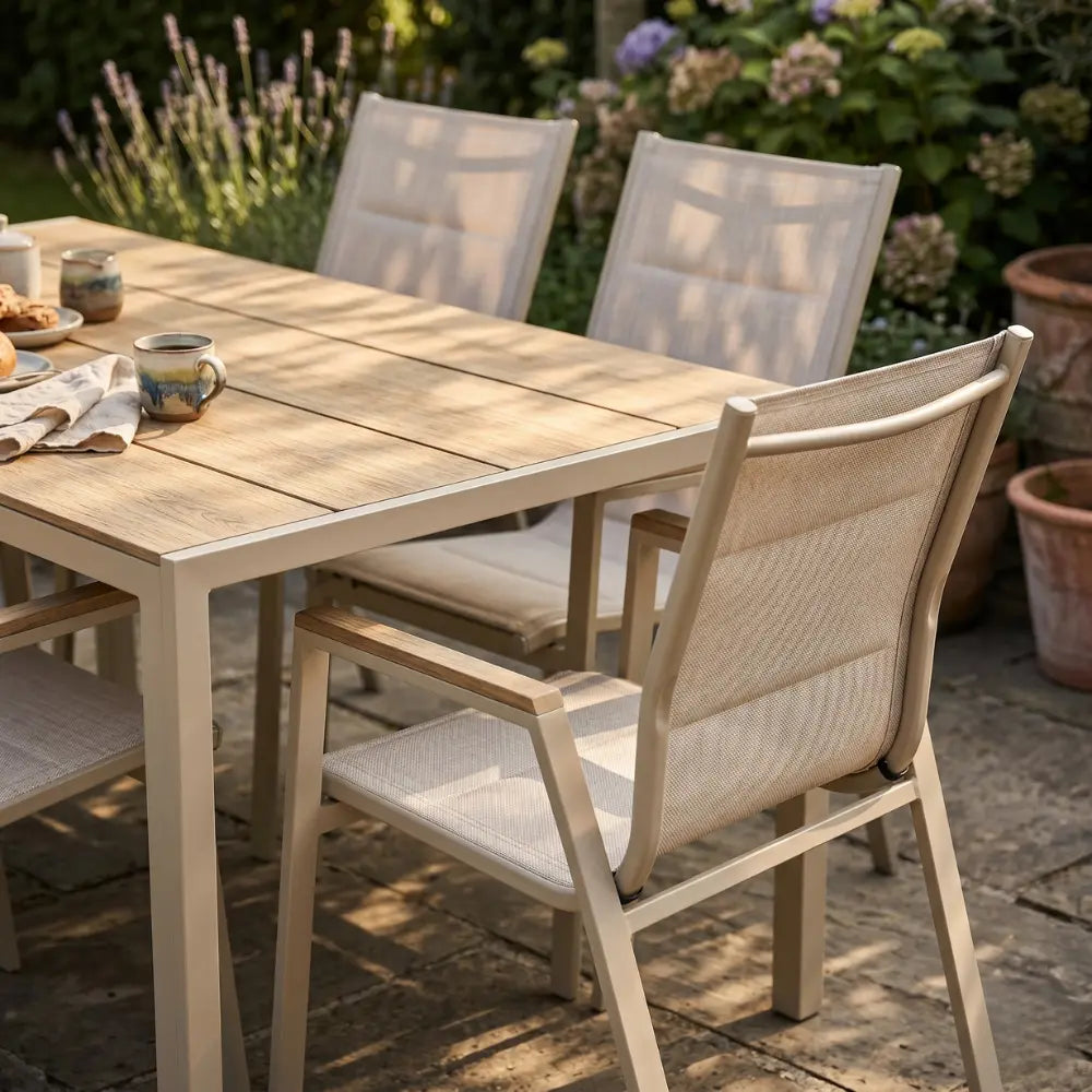 Palermo 6 Seater Rectangular Steel Garden Furniture Dining Set | EA11523