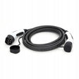 Electric vehicle charging cable with connectors on a white background