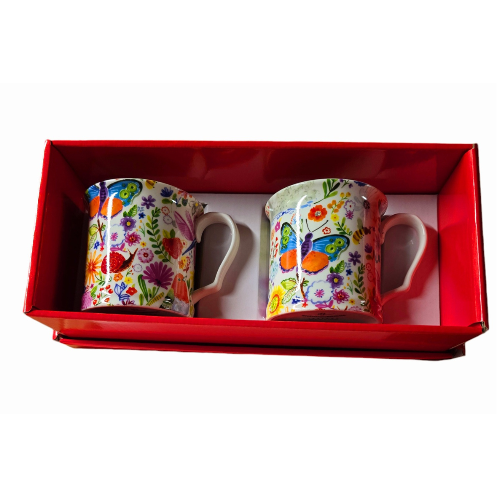 Shannonbridge Pottery Swan Garden 2 Piece Mug Set