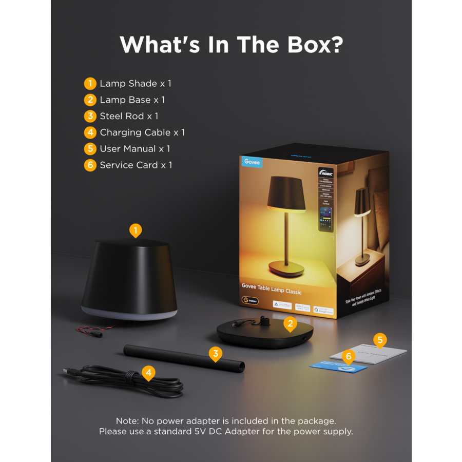 Govee Table Lamp Classic with Rechargable Battery - Multi Coloured | R1741B11
