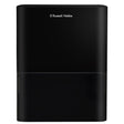 Russell Hobbs black dehumidifier 10 litre capacity model RHDH1001B/10L front view showing cylindrical body with brand logo and horizontal dividing line