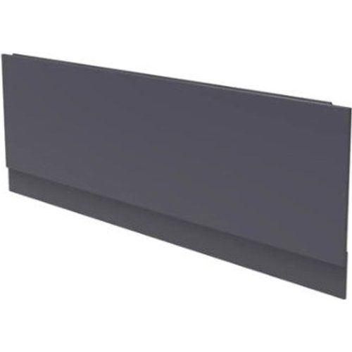 MDF bath side panel with integral plinth in midnight grey finish, 1700mm length, shown in perspective view against white background