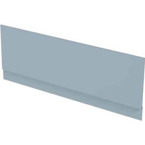 MDF bath side panel in stone grey with integral plinth, 1700mm length, angled product view showing curved edge detail