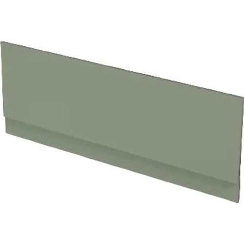 MDF bath side panel in aloe green with integral plinth, 1700mm length, angled product view showing curved edge detail
