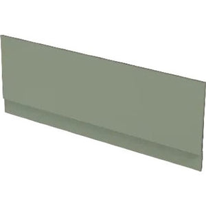 MDF bath side panel in aloe green with integral plinth, 1700mm length, angled product view showing curved edge detail