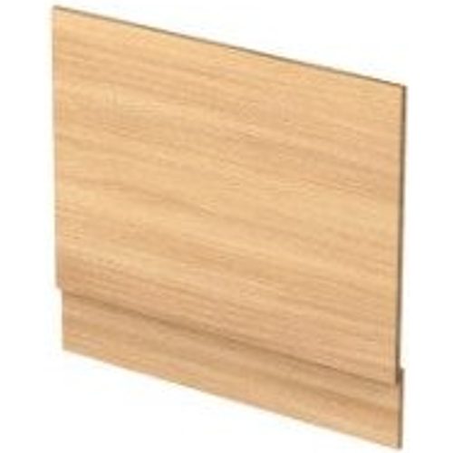 MDF bath end panel with plinth in Savannah Oak finish 700mm wide angled product view