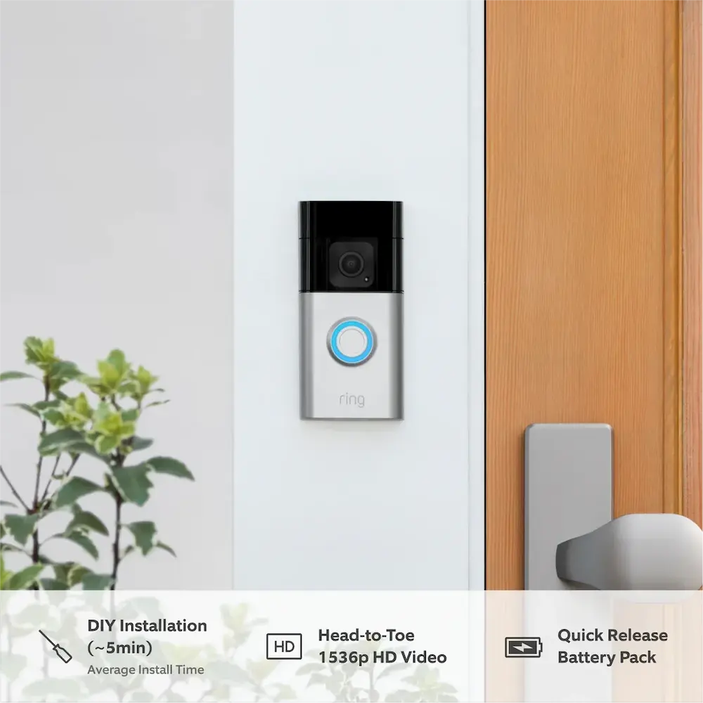 Ring Battery Video Doorbell Plus - Satin Nickel | B09WZBVWL9