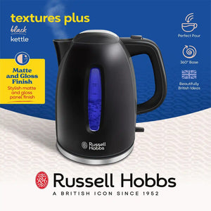 Russell Hobbs Textures Plus Kettle 1.7 Litre - Black | 22591