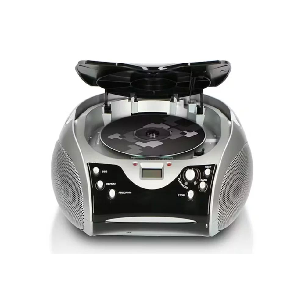 Lenco Portable FM Radio, CD and Cassette Player - Black / Silver | SCD-24BLK/SILVER