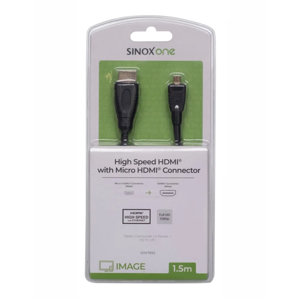 Sinox HDMI Cable High Speed / Micro HDMI 1.5 Metre - Gold | TV7892