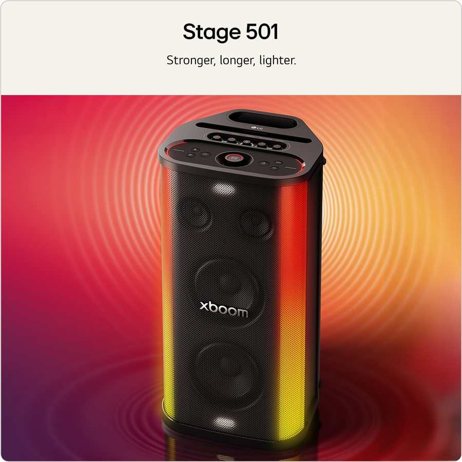 LG xboom Stage 501 Bluetooth Megasound AI Party Speaker - Black | STAGE501.AGBRLBK