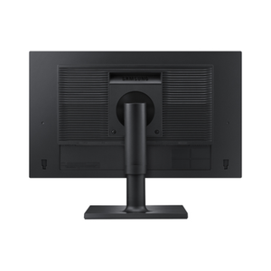 Back view of Samsung 24 inch computer monitor with black bezel and stand showing Samsung branding and ventilation grilles