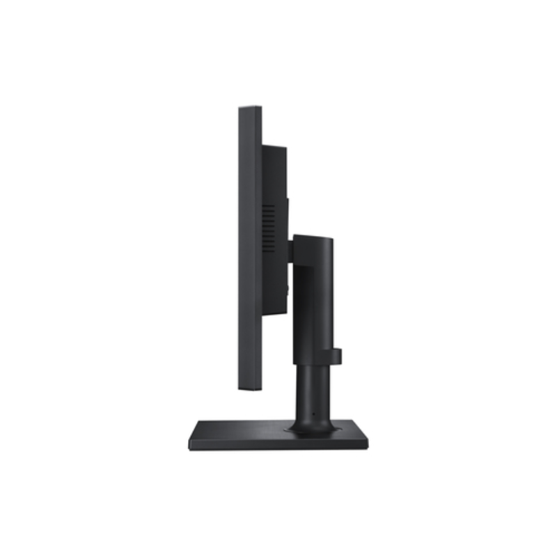 Samsung Remanufactured 24 inch 60Hz computer monitor in black with adjustable stand shown from side profile view