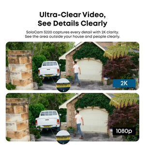Eufy S220 SoloCam Twin Pack 2k Cameras with Solar Panels - White | E8134321