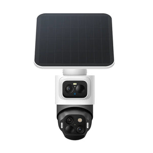 Security camera with solar panel on a white background
