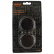 Trojan Felted Castor Cups 45mm Brown 4 Piece Set in clear plastic packaging showing two brown felt-lined cups on black product card