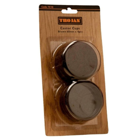 Trojan Felted Castor Cups 60mm 4 Pack - Brown | TC10