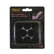 Trojan Heavy Duty Felt Pads 25mm diameter 16 piece pack in black with clear plastic blister packaging showing product details and flooring application image
