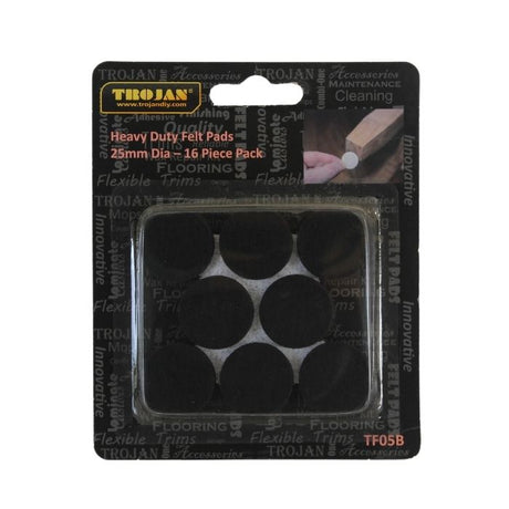 Trojan Felt Pads Round 25mm 16 Pack - Black | TF05B