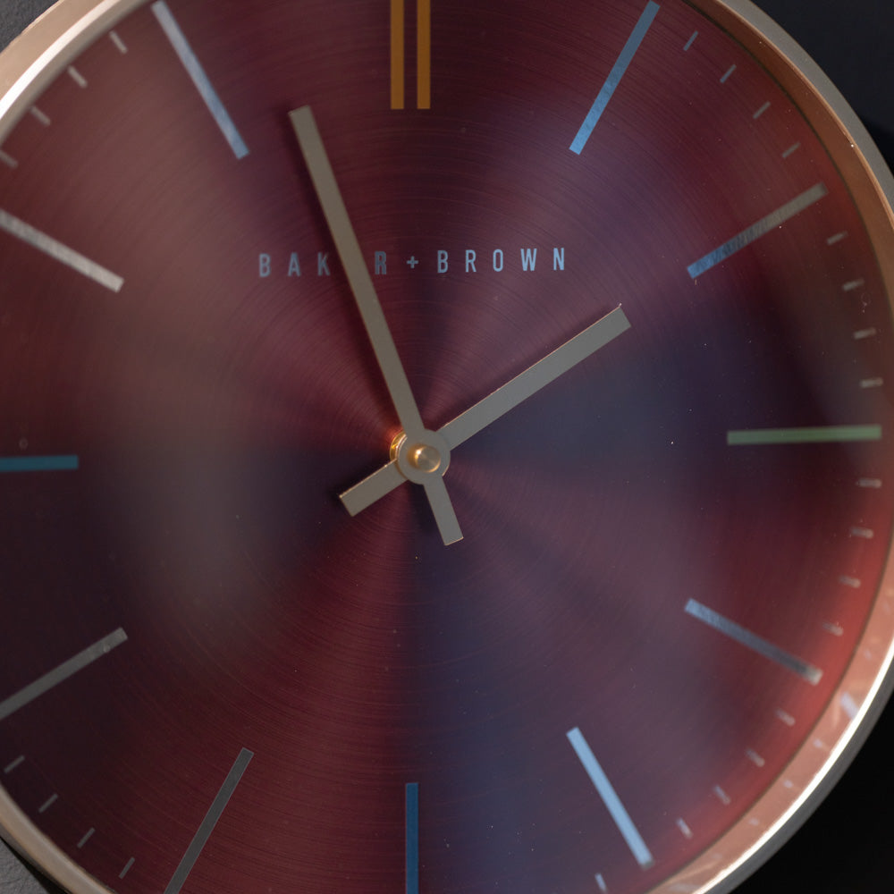 Tara Lane Baker and Brown Metallic Wall Clock 30cm - Red | TL5998