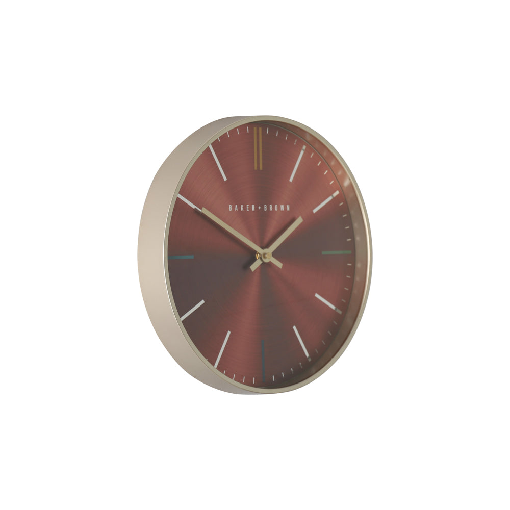 Tara Lane Baker and Brown Metallic Wall Clock 30cm - Red | TL5998