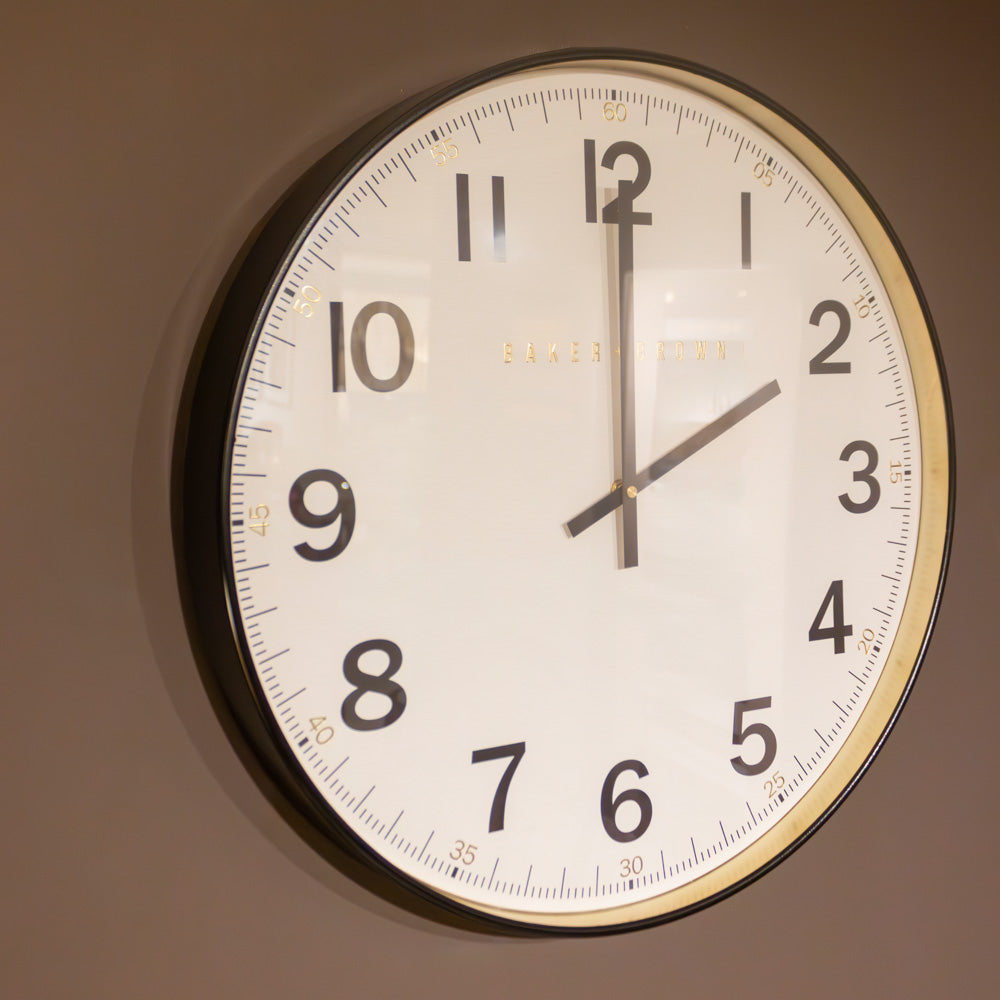 Tara Lane Baker and Brown Station Wall Clock 50cm - White | TL6004