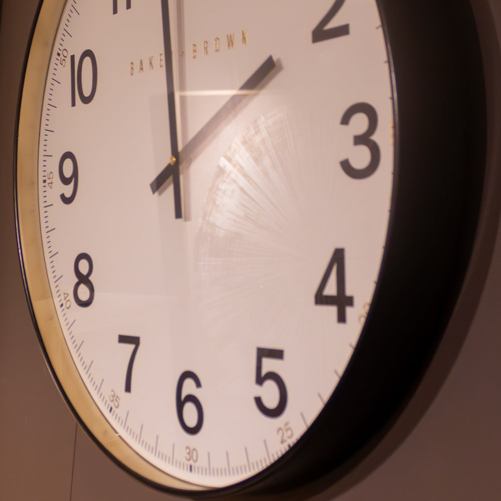 Tara Lane Baker and Brown Station Wall Clock 50cm - White | TL6004